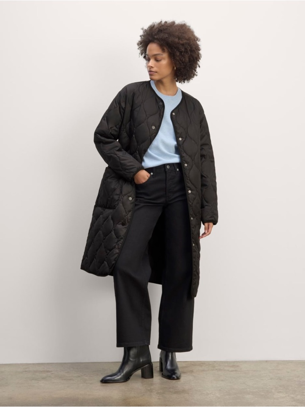 Everlane Long Quilted Liner in Black (S)